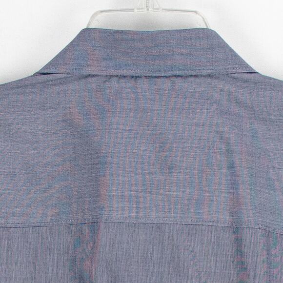 Elie Tahari Men's Long Sleeve Button Up Oxford Cuffs Blue Gray Cotton Size 16.5 - Picture 11 of 12